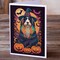 Edge Collections - 5" x 7" - Multicolor - Bearded Collie Halloween Greeting Cards Blank Cards with Envelopes - 8 Pieces